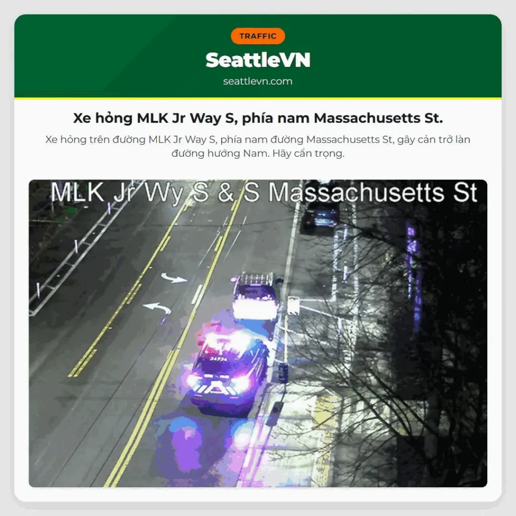 Xe hỏng MLK Jr Way S, phía nam Massachusetts St.