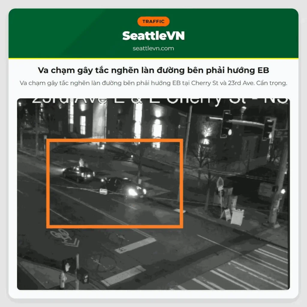 Va chạm gây tắc nghẽn làn đường bên phải hướng EB