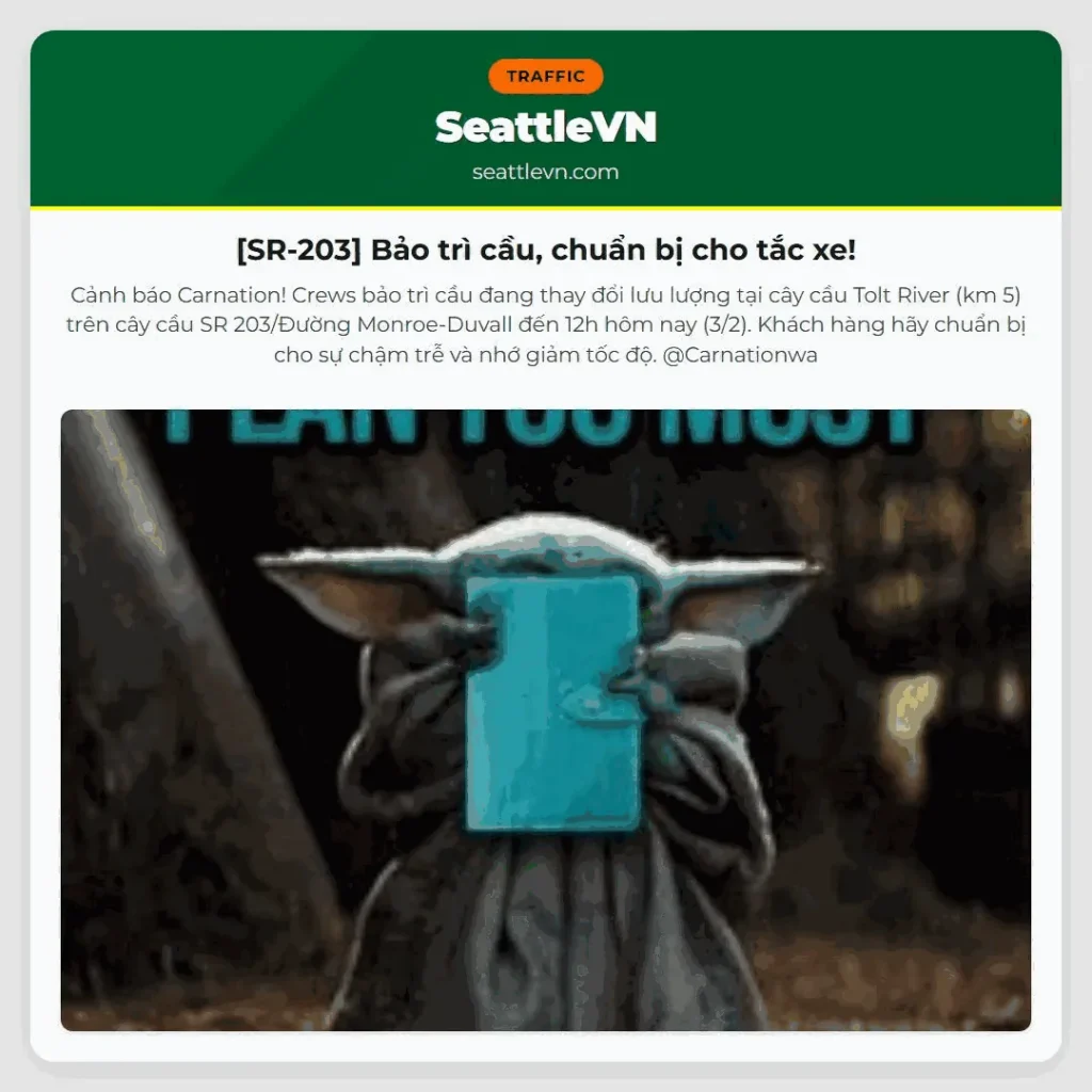 [SR-203] Bảo trì cầu, chuẩn bị cho tắc xe!