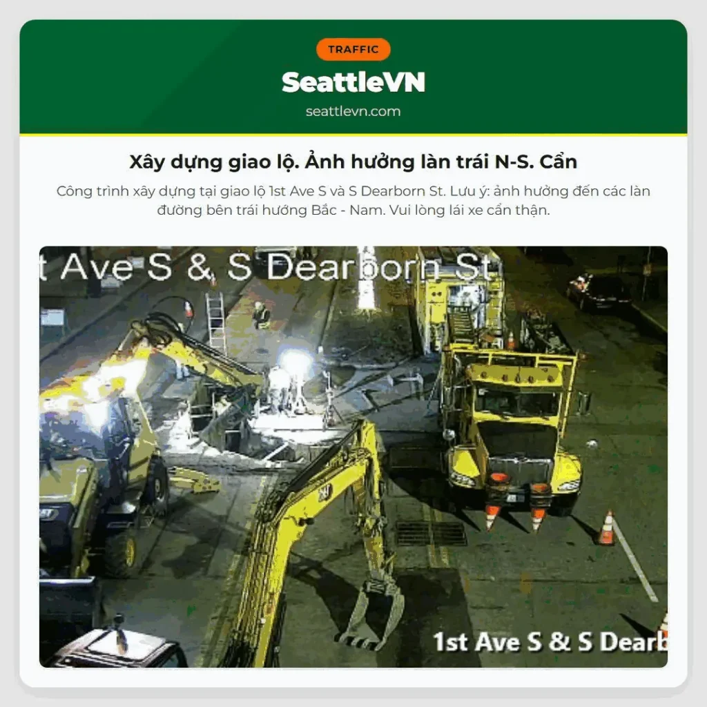 Xây dựng giao lộ. Ảnh hưởng làn trái N-S. Cẩn