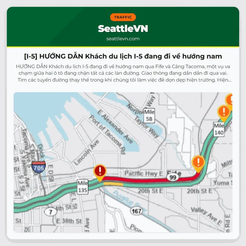 [I-5] HƯỚNG DẪN Khách du lịch I-5 đang đi về hướng nam