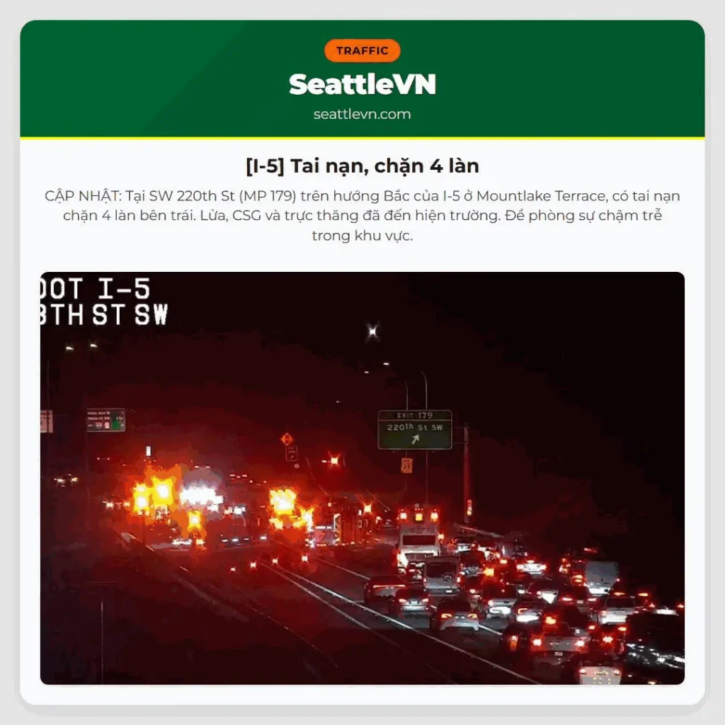 [I-5] Tai nạn, chặn 4 làn