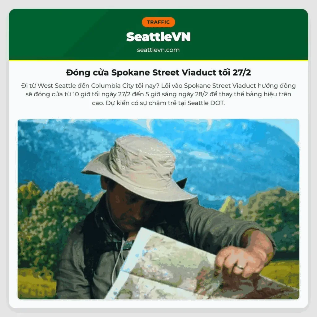 Đóng cửa Spokane Street Viaduct tối 27/2