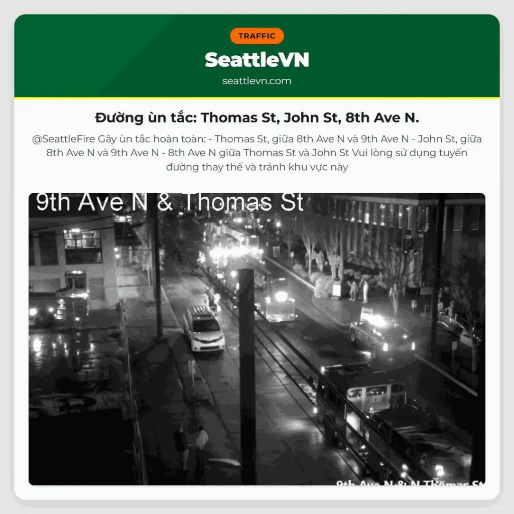 Đường ùn tắc: Thomas St, John St, 8th Ave N.