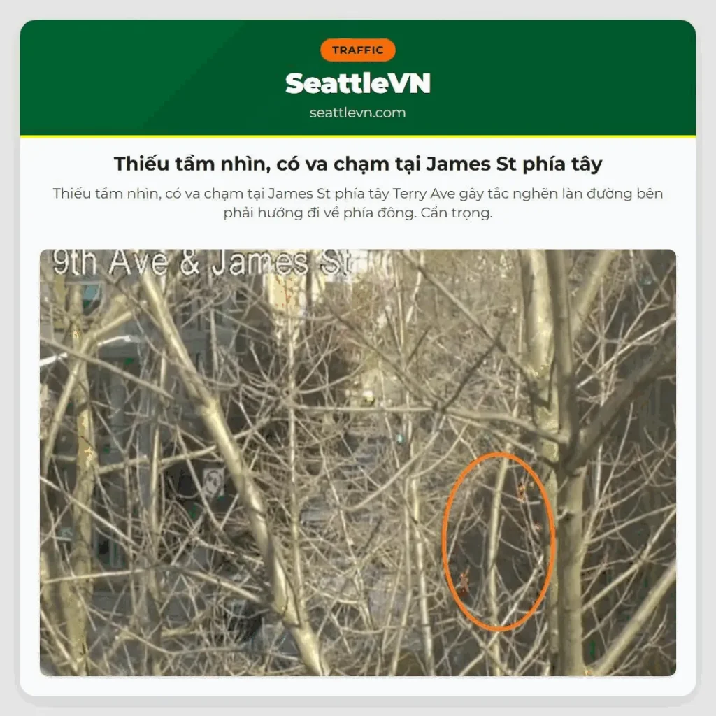 Thiếu tầm nhìn, có va chạm tại James St phía tây