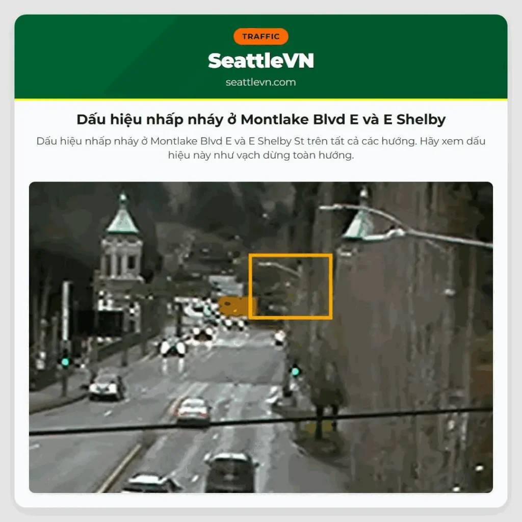 Dấu hiệu nhấp nháy ở Montlake Blvd E và E Shelby