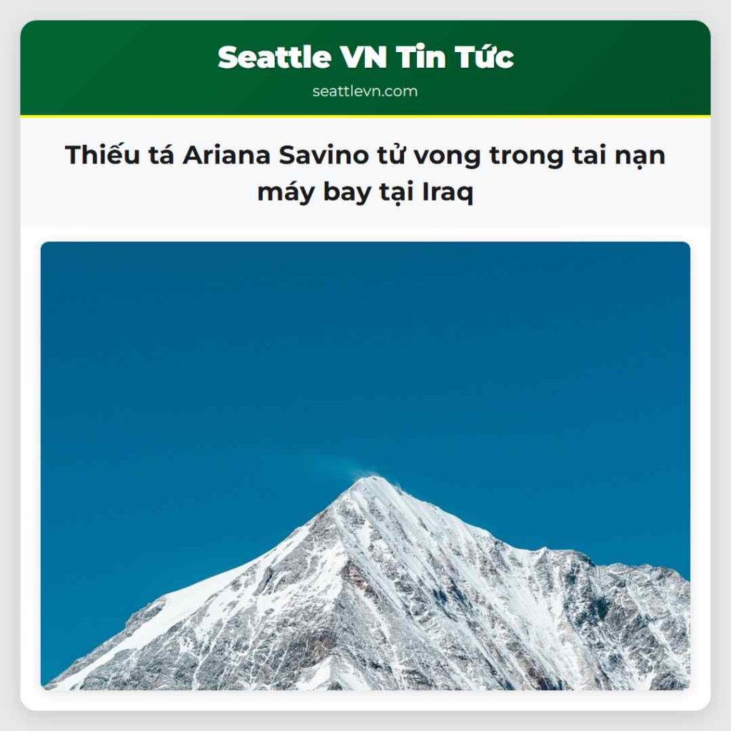 Thiếu tá Ariana Savino tử vong trong tai nạn máy