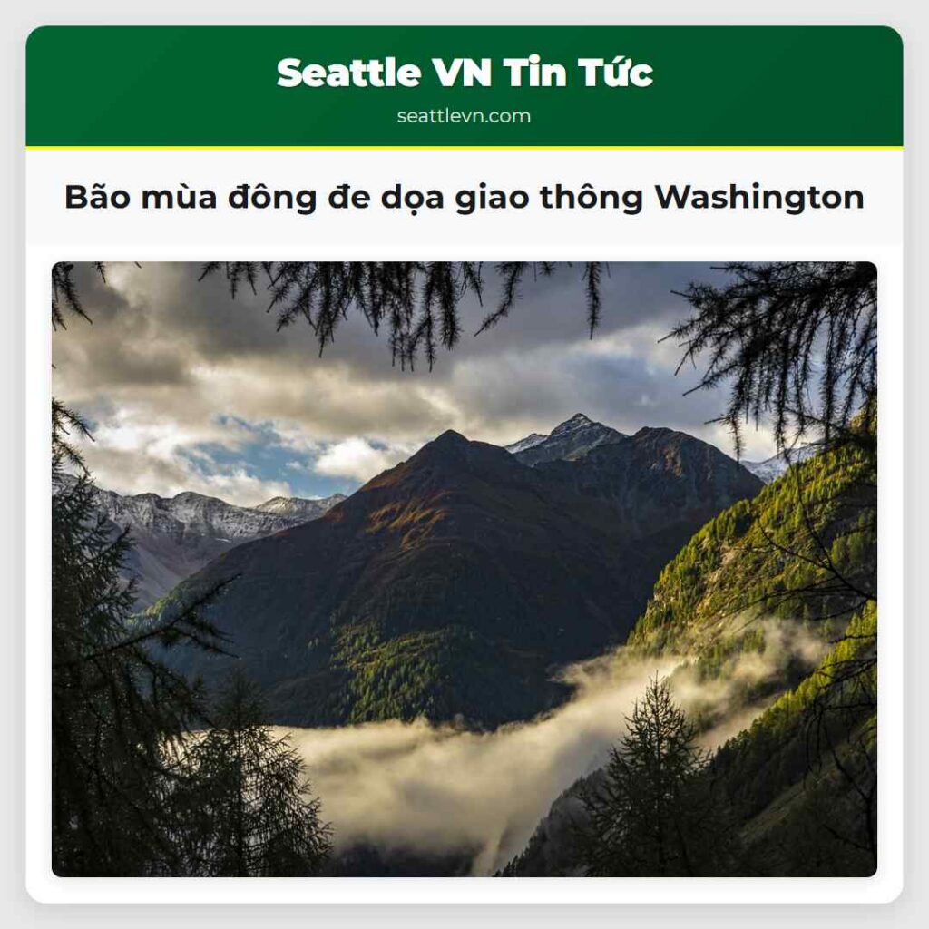 Bão mùa đông đe dọa giao thông Washington