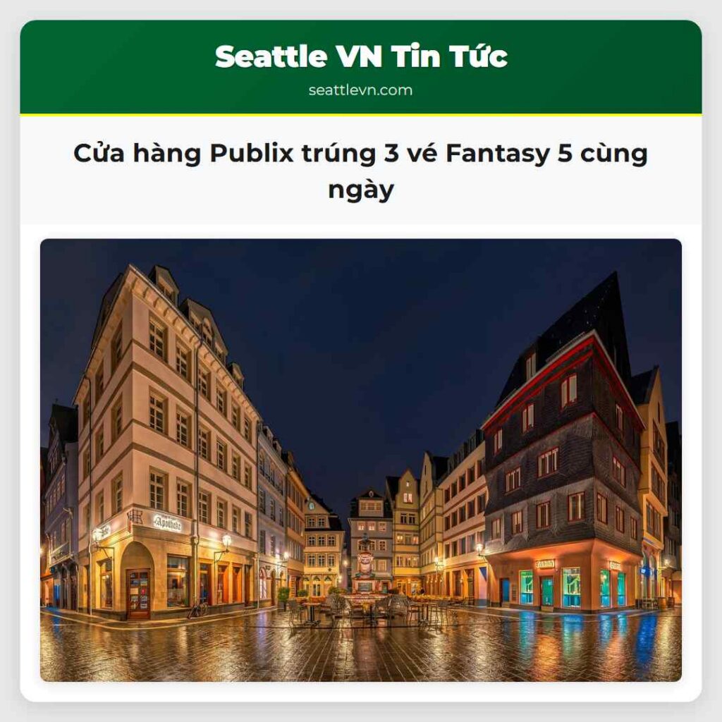 Cửa hàng Publix trúng 3 vé Fantasy 5 cùng ngày