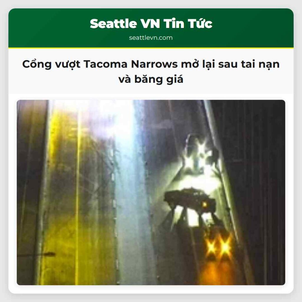 Cổng vượt Tacoma Narrows mở lại sau tai nạn và