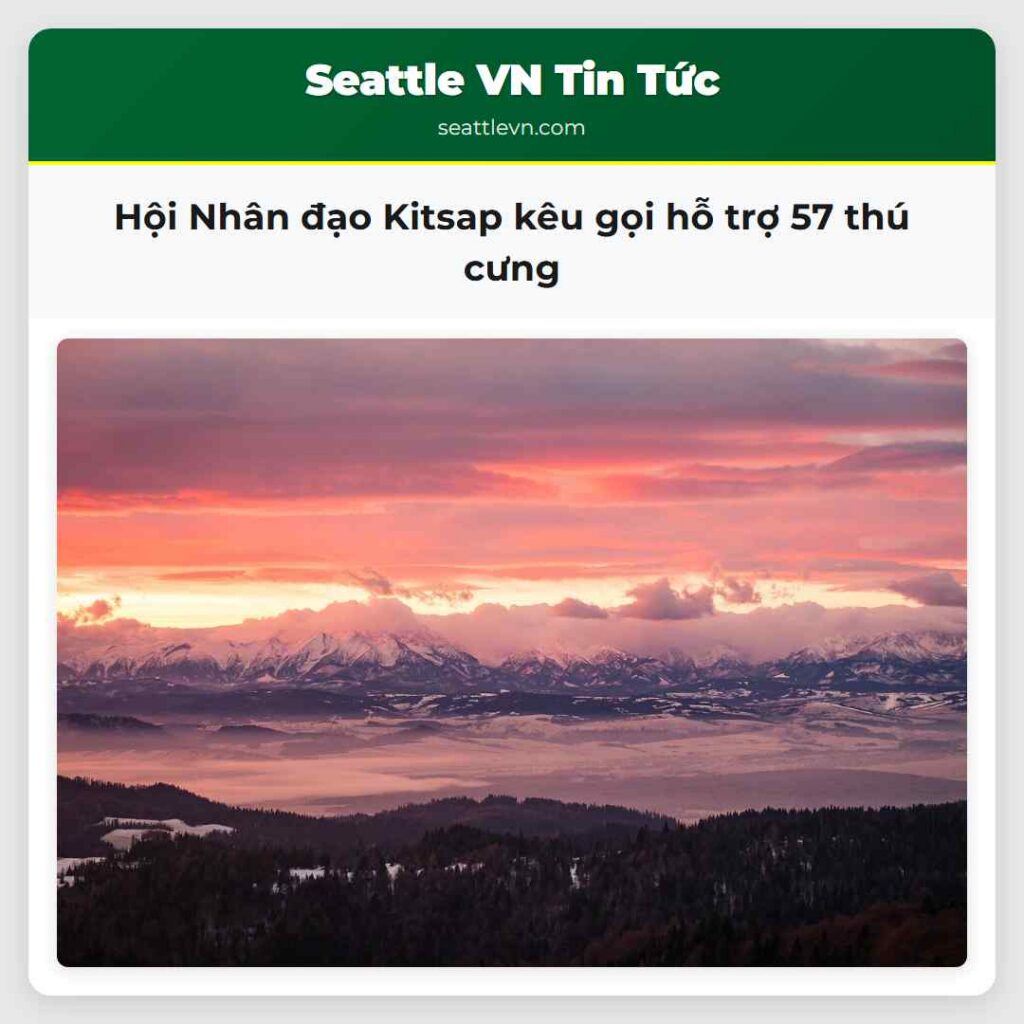 Hội Nhân đạo Kitsap kêu gọi hỗ trợ 57 thú cưng