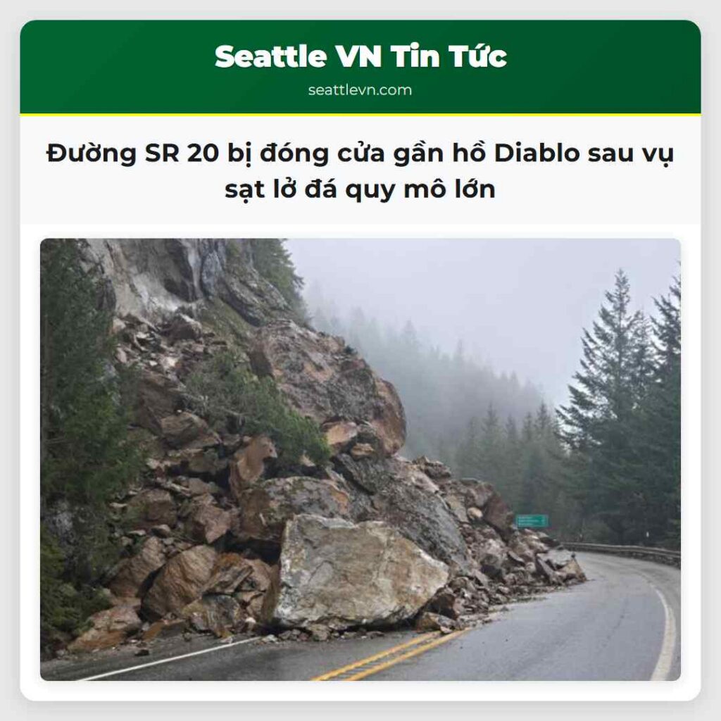 Đường SR 20 bị đóng cửa gần hồ Diablo sau vụ sạt