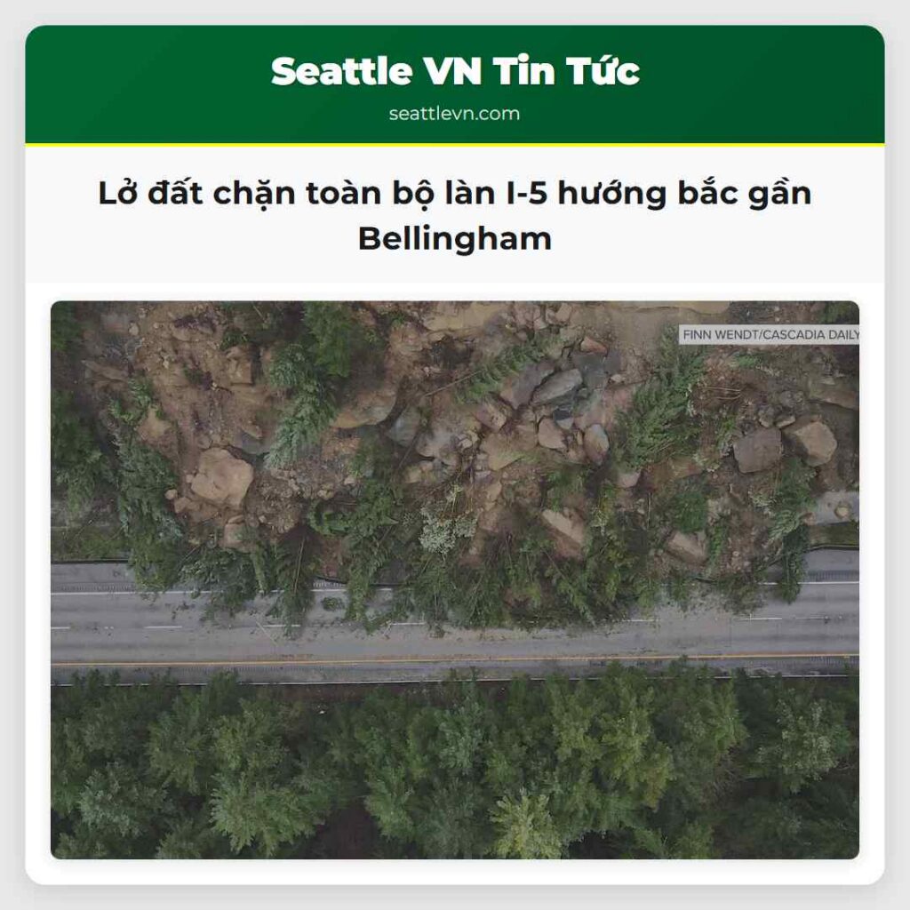 Lở đất chặn toàn bộ làn I-5 hướng bắc gần