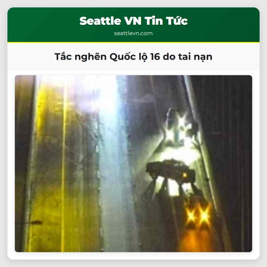 Tắc nghẽn Quốc lộ 16 do tai nạn