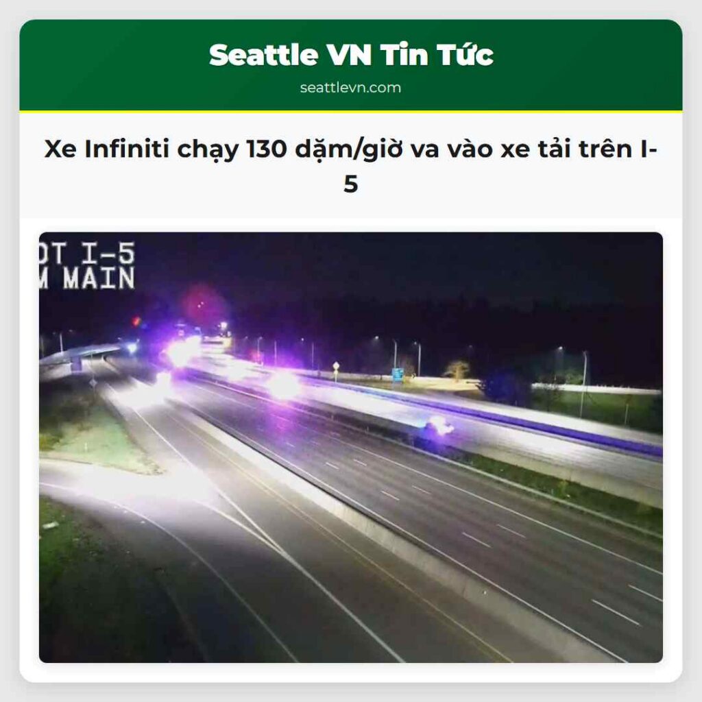 Xe Infiniti chạy 130 dặm/giờ va vào xe tải trên