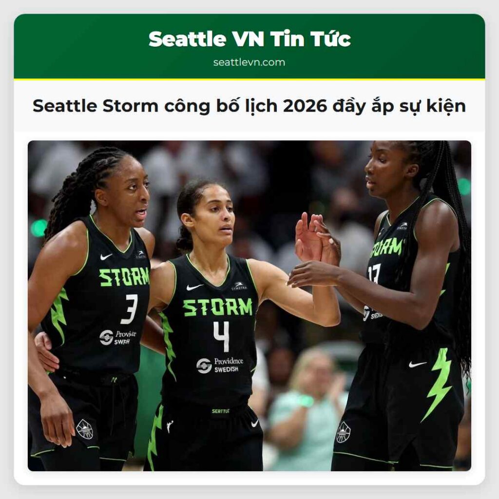 Seattle Storm công bố lịch 2026 đầy ắp sự kiện