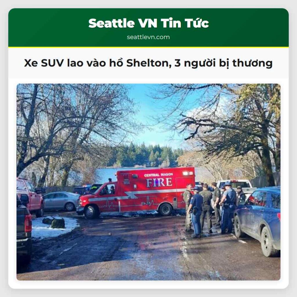 Xe SUV lao vào hồ Shelton, 3 người bị thương