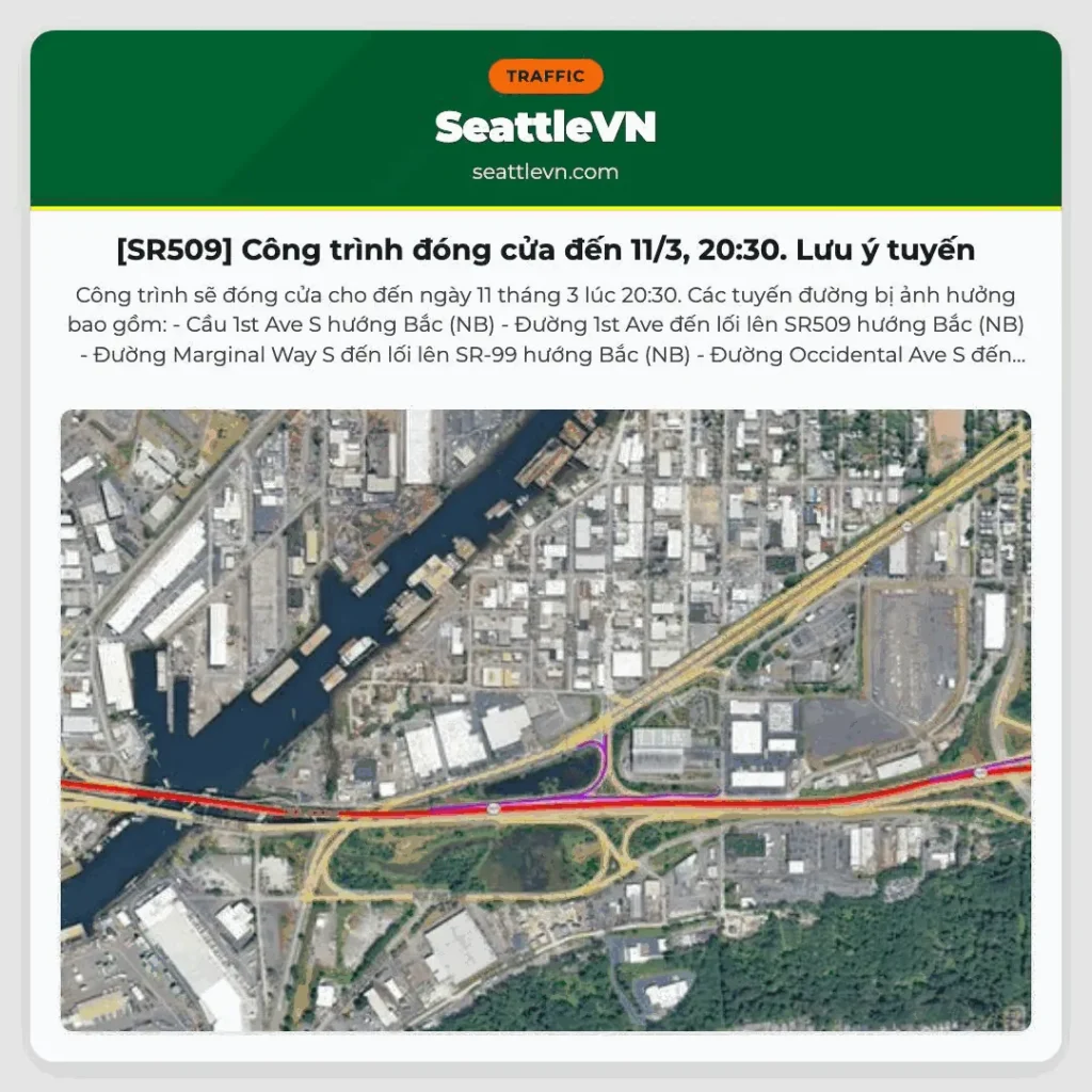 [SR509] Công trình đóng cửa đến 11/3, 20:30. Lưu ý tuyến