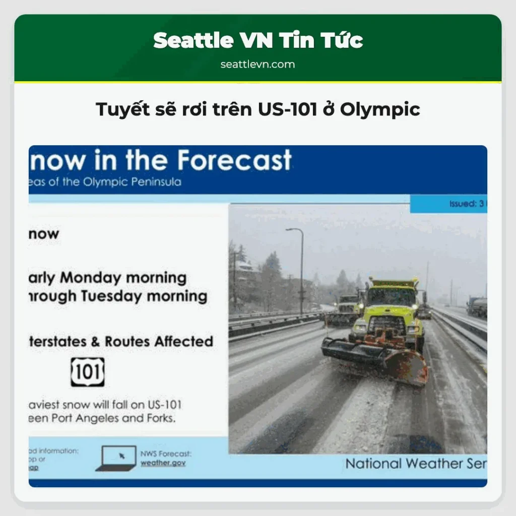 Tuyết sẽ rơi trên US-101 ở Olympic