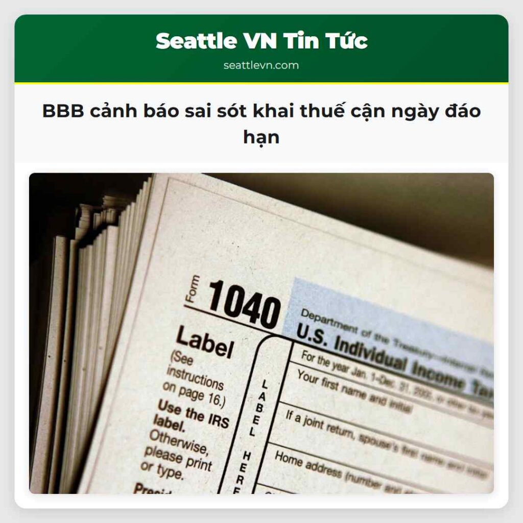 BBB cảnh báo sai sót khai thuế cận ngày đáo hạn