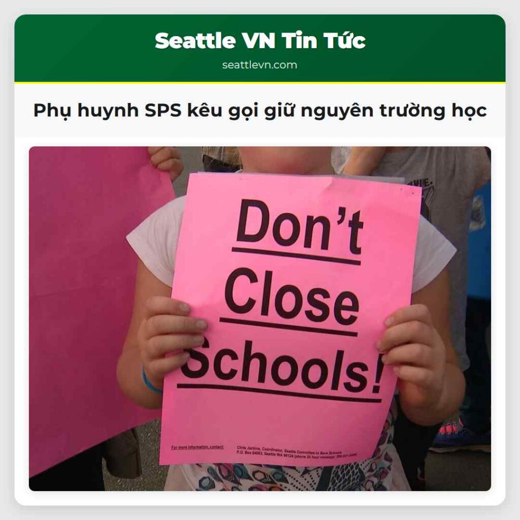 Phụ huynh SPS kêu gọi giữ nguyên trường học