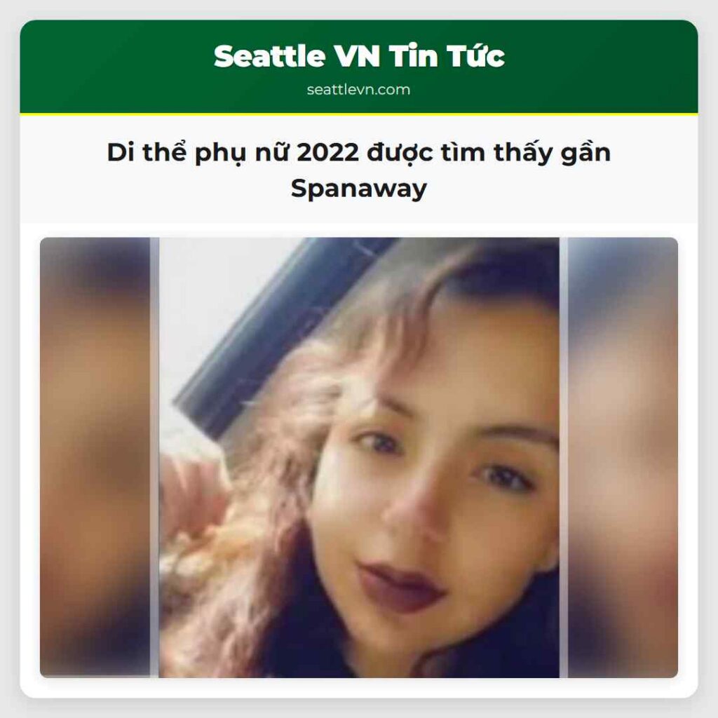 Di thể phụ nữ 2022 được tìm thấy gần Spanaway