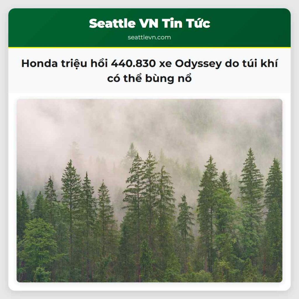Honda triệu hồi 440.830 xe Odyssey do túi khí có