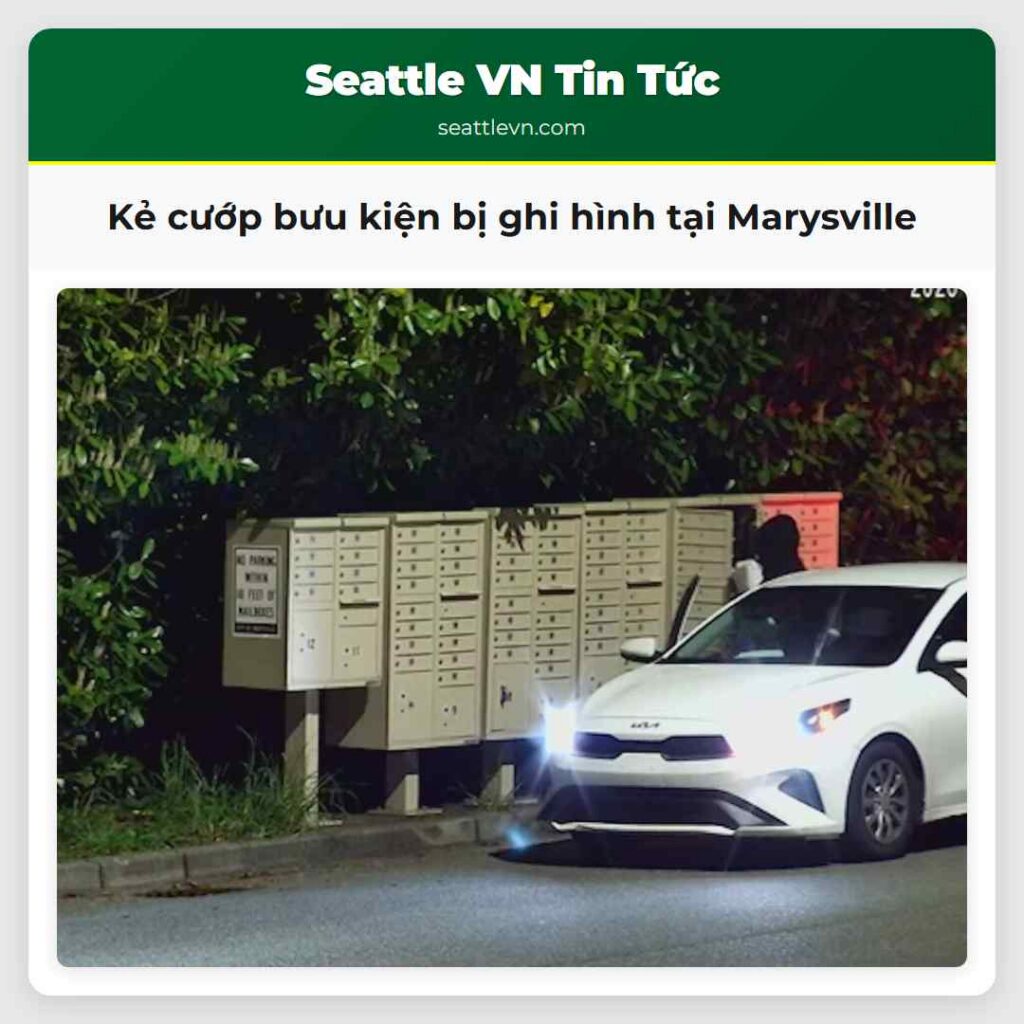 Kẻ cướp bưu kiện bị ghi hình tại Marysville