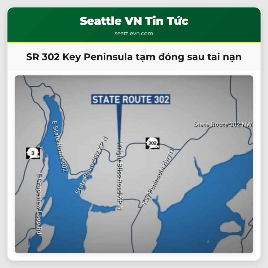 SR 302 Key Peninsula tạm đóng sau tai nạn