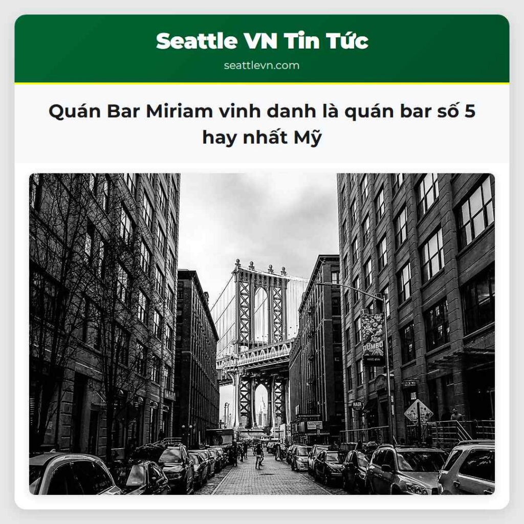 Quán Bar Miriam vinh danh là quán bar số 5 hay