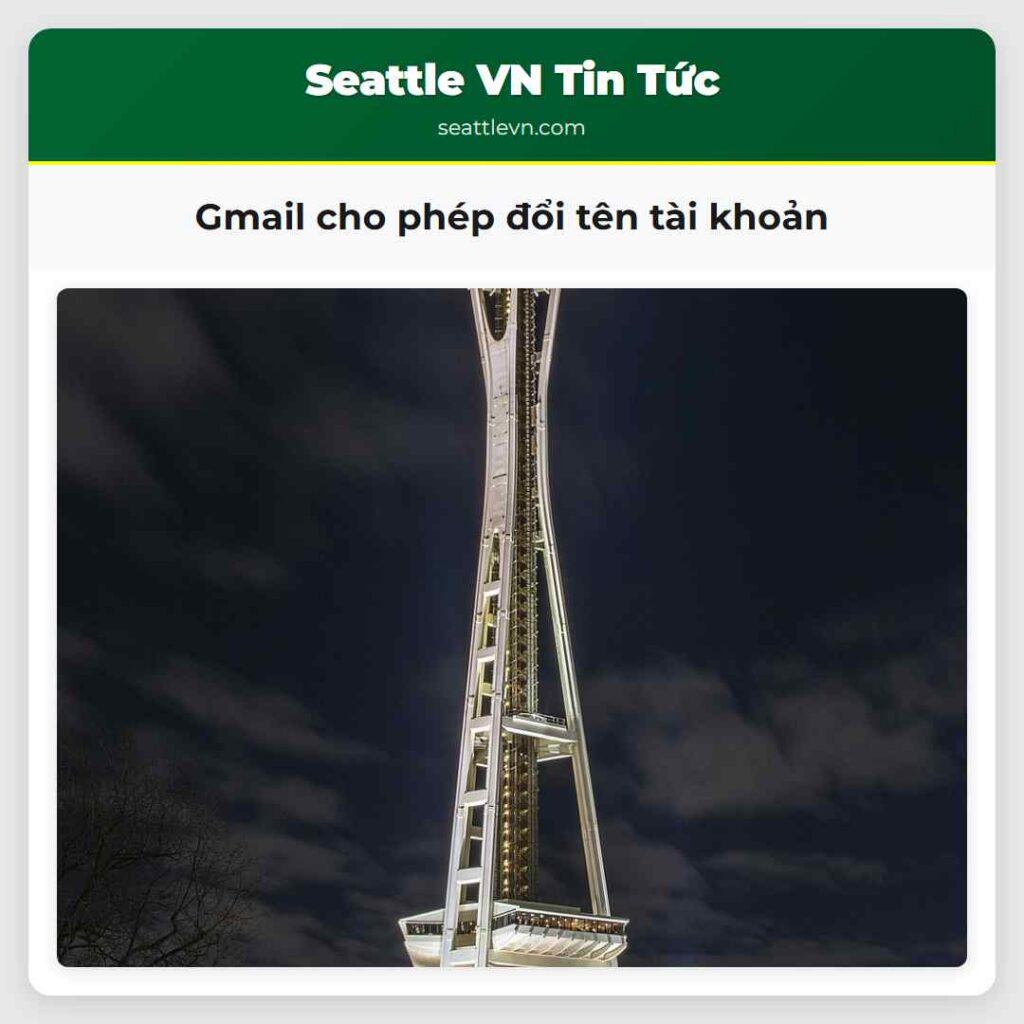 Gmail cho phép đổi tên tài khoản