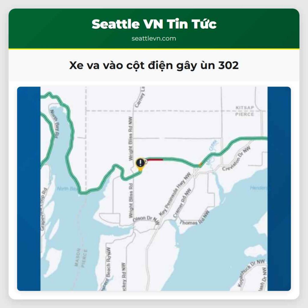 Xe va vào cột điện gây ùn 302