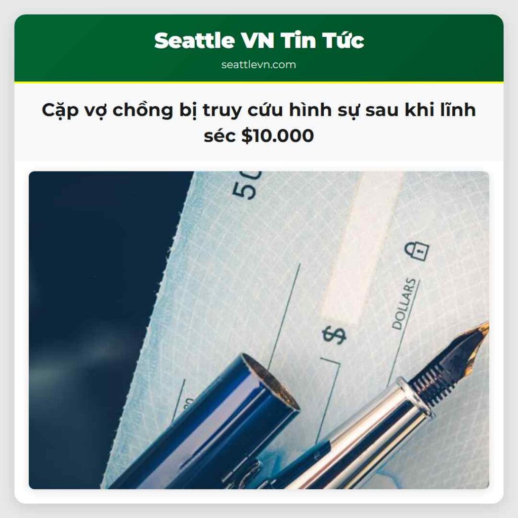 Cặp vợ chồng bị truy cứu hình sự sau khi lĩnh séc