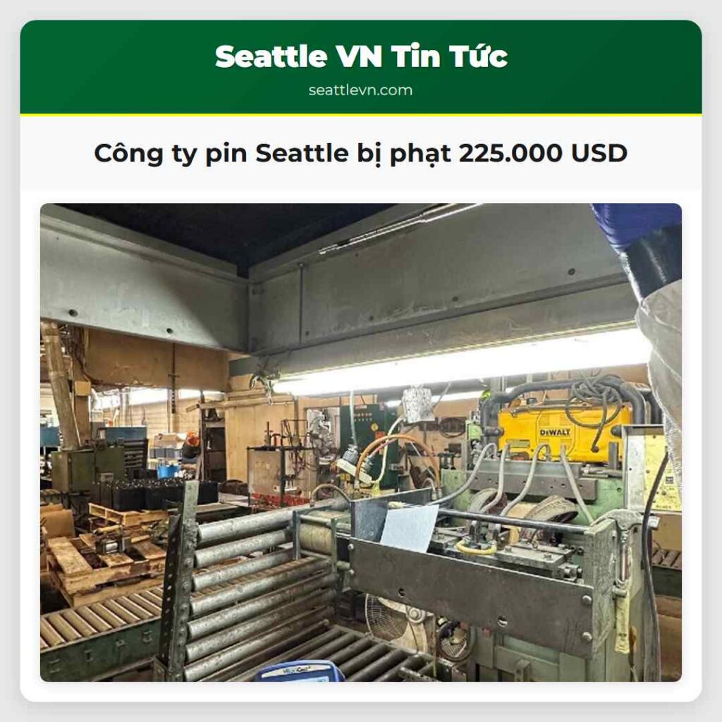 Công ty pin Seattle bị phạt 225.000 USD