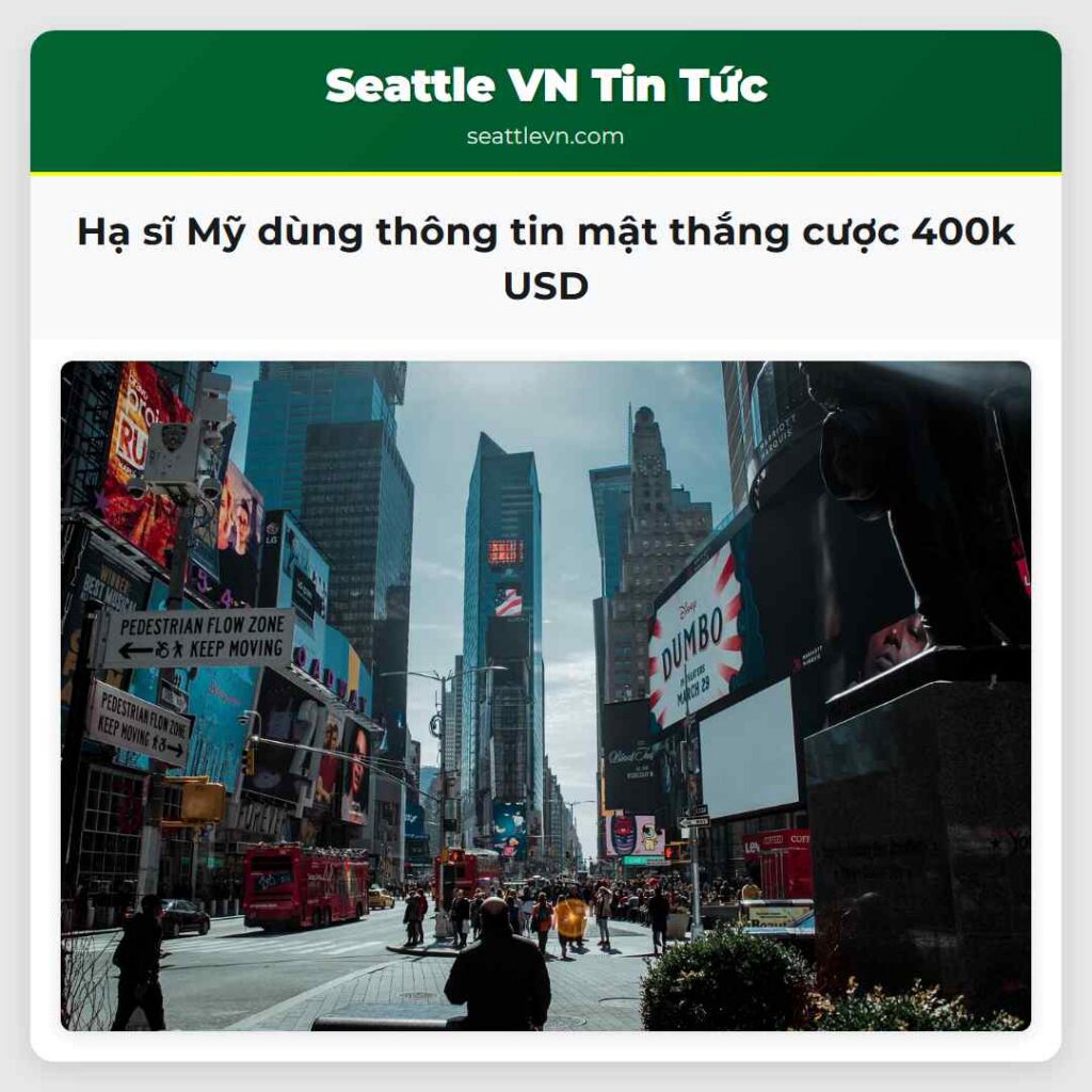 Hạ sĩ Mỹ dùng thông tin mật thắng cược 400k USD