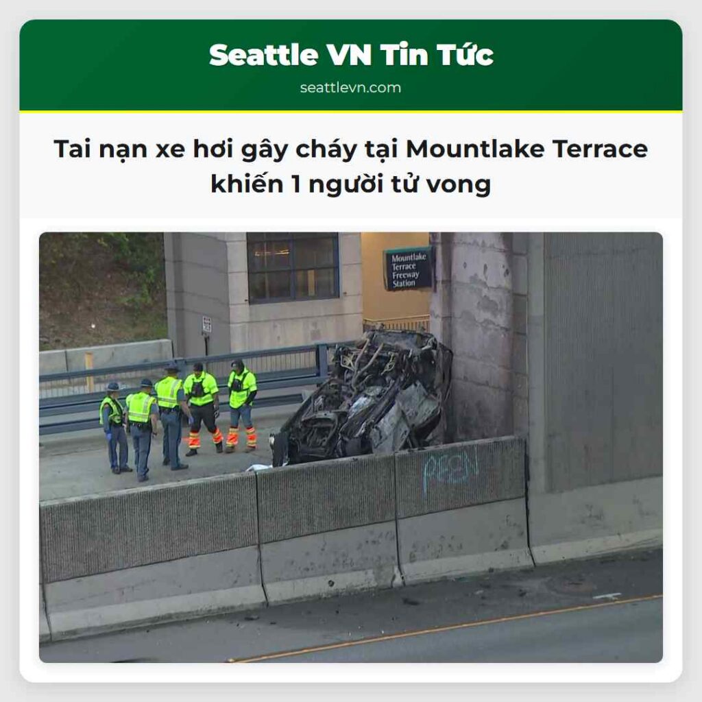 Tai nạn xe hơi gây cháy tại Mountlake Terrace