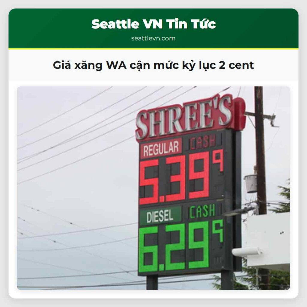 Giá xăng WA cận mức kỷ lục 2 cent