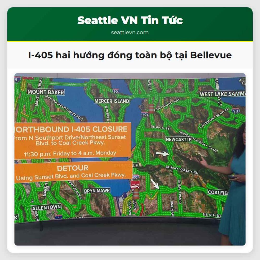 I-405 hai hướng đóng toàn bộ tại Bellevue