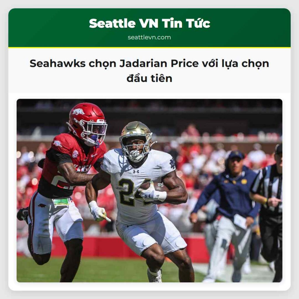 Seahawks chọn Jadarian Price với lựa chọn đầu tiên