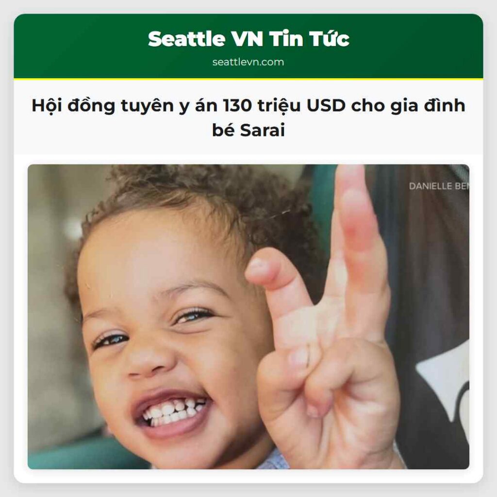 Hội đồng tuyên y án 130 triệu USD cho gia đình bé