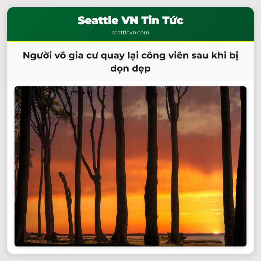 Người vô gia cư quay lại công viên sau khi bị dọn