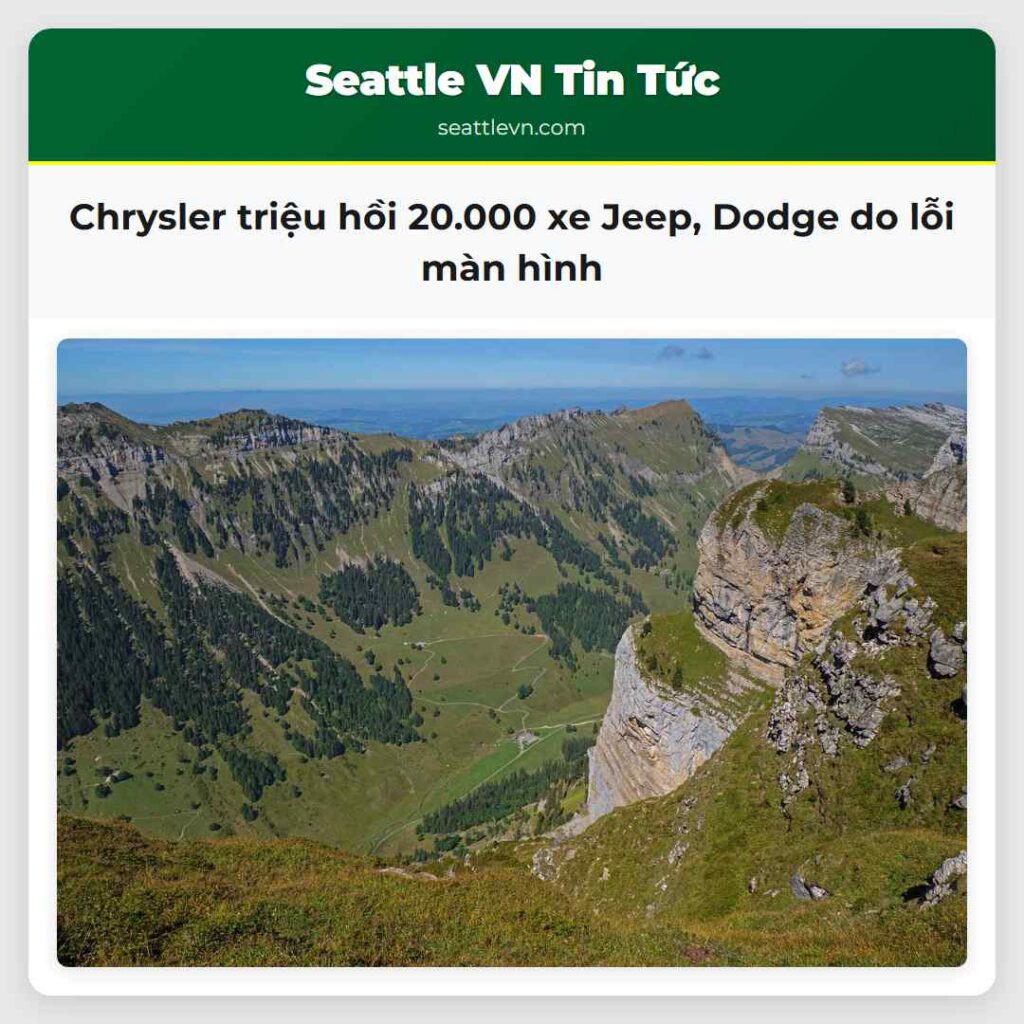 Chrysler triệu hồi 20.000 xe Jeep, Dodge do lỗi