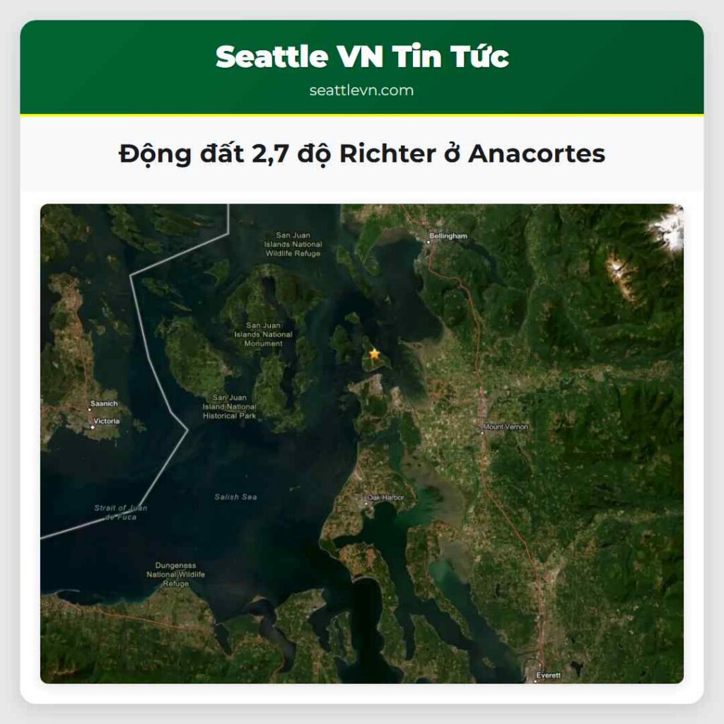 Động đất 2,7 độ Richter ở Anacortes