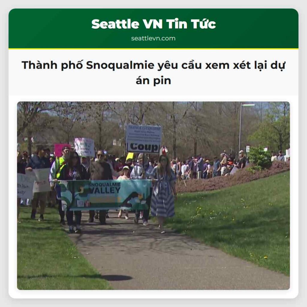 Thành phố Snoqualmie yêu cầu xem xét lại dự án pin