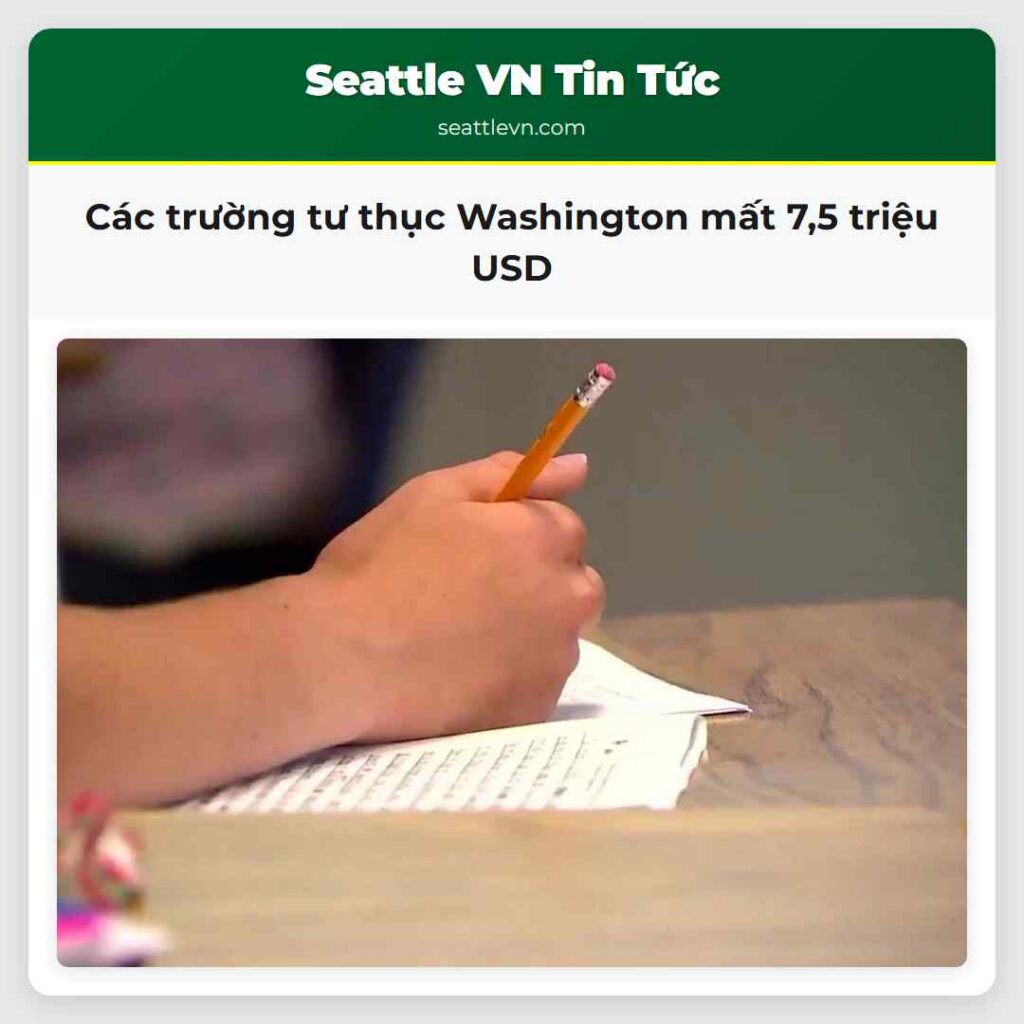 Các trường tư thục Washington mất 7,5 triệu USD
