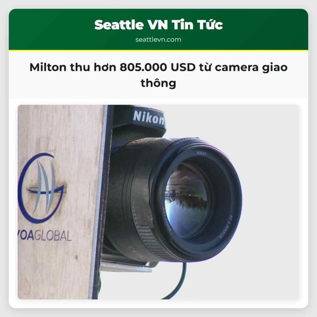 Milton thu hơn 805.000 USD từ camera giao thông
