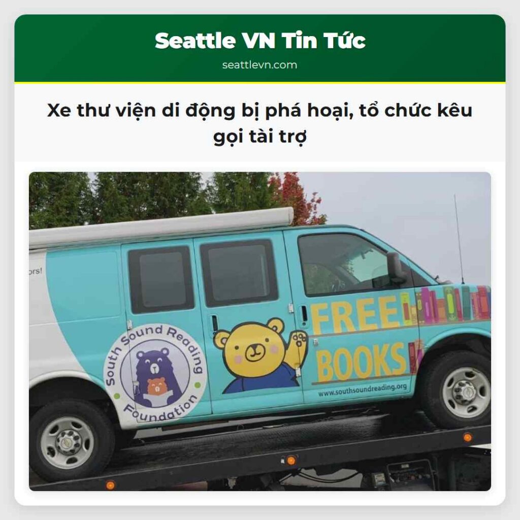 Xe thư viện di động bị phá hoại, tổ chức kêu gọi