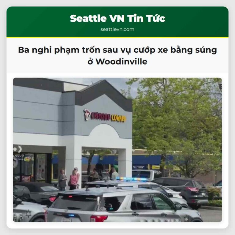 Ba nghi phạm trốn sau vụ cướp xe bằng súng ở Woodinville