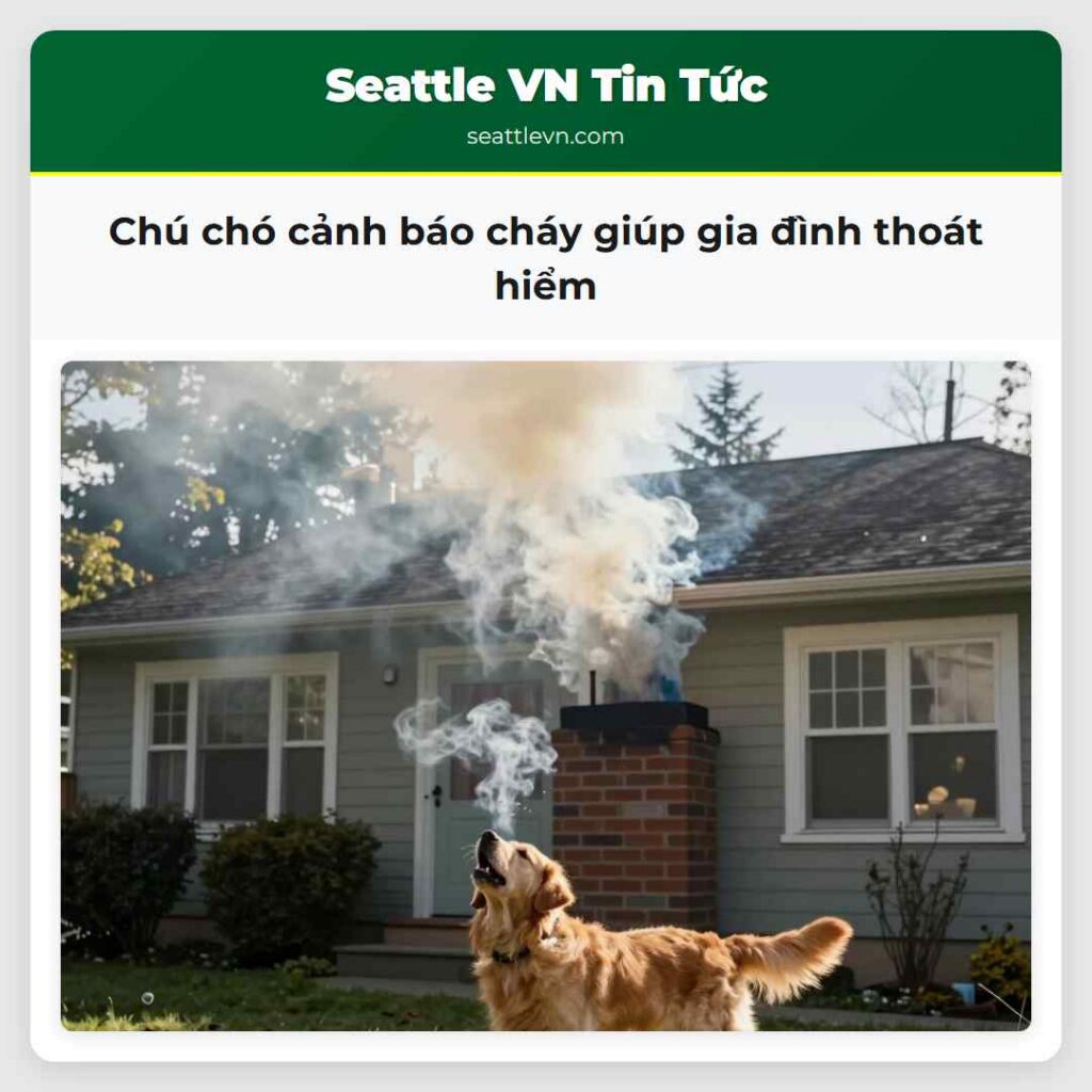 Chú chó cảnh báo cháy giúp gia đình thoát hiểm