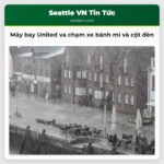 Máy bay United va chạm xe bánh mì và cột đèn